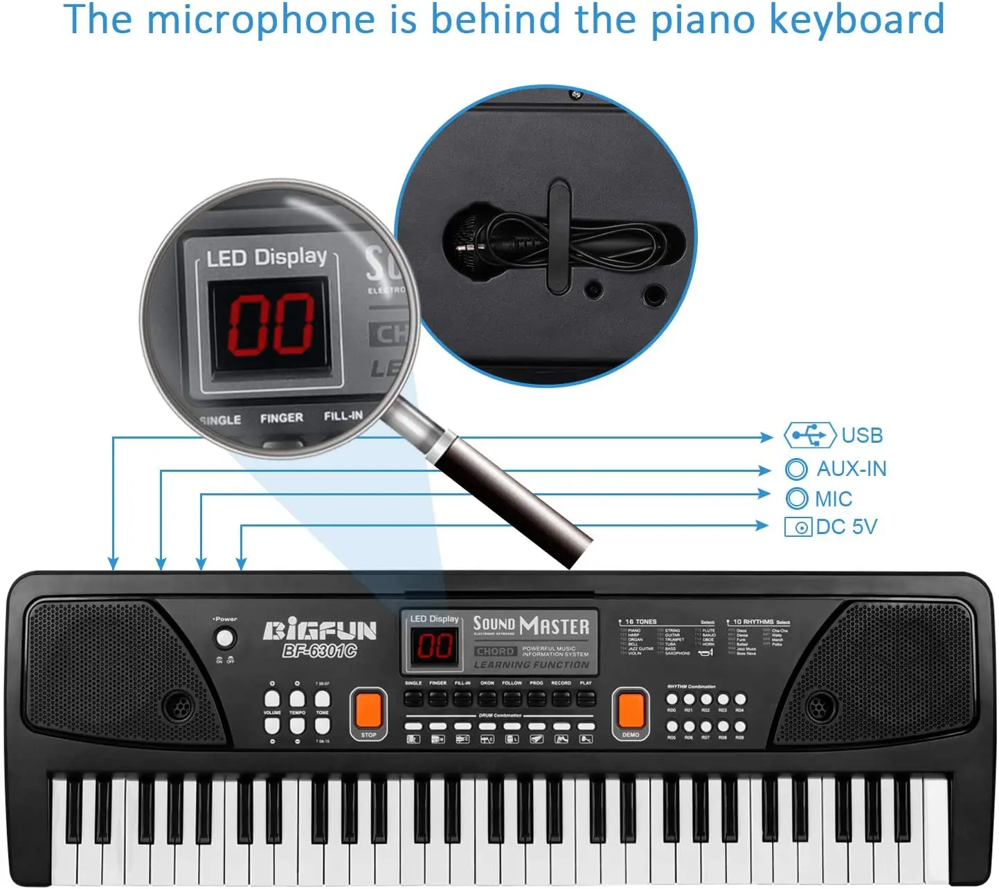 Keyboard Electronic Organ Piano Rechargeable 61 Keys Piano Keyboard Promotional Toy Gift Portable Digital Piano Keyboard Musical