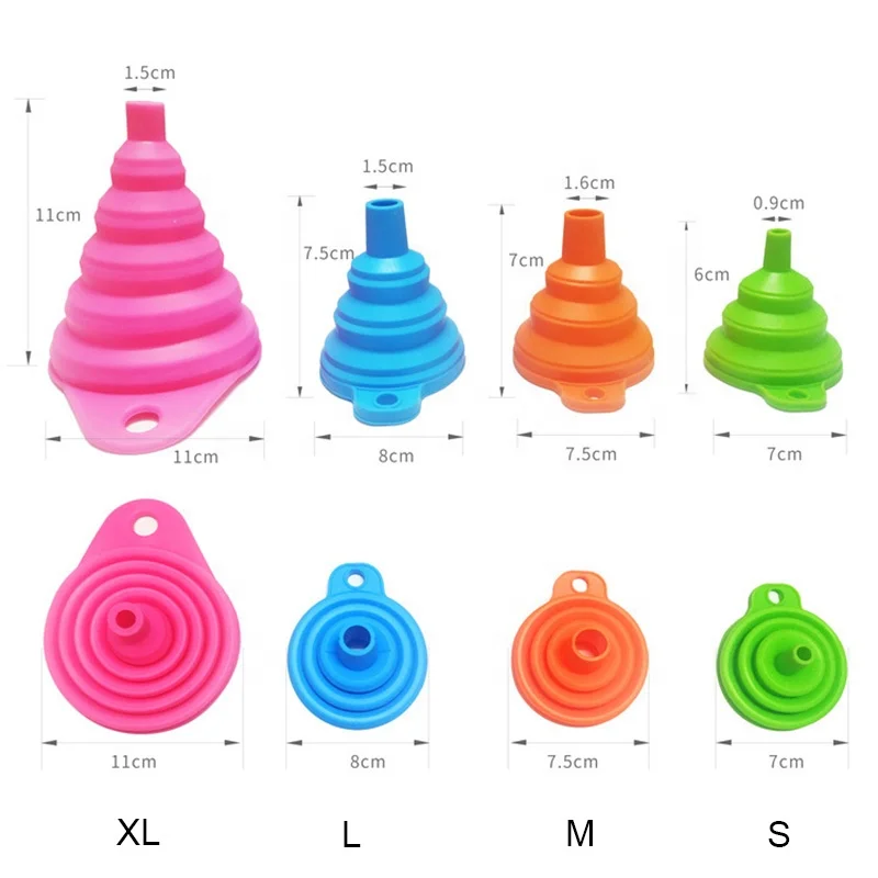 Silicone Collapsible Funnel Different Sizes Kitchen Folding Funnels for Filling Bottles