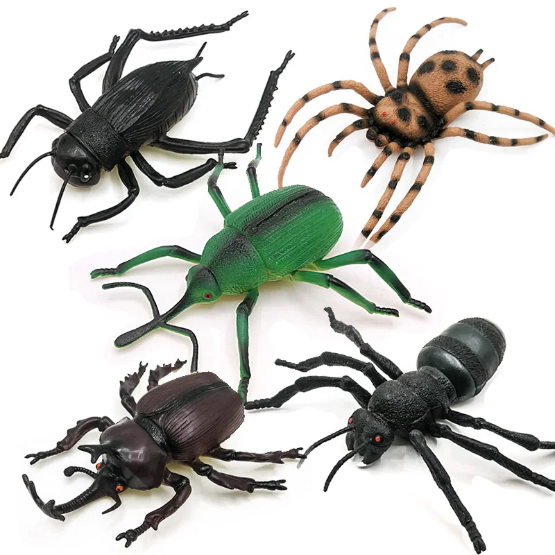 Wholesale  PVC Simulation Model Beetle Bee Spider Butterfly Insect Figurines Bug Animal Figurines Toys
