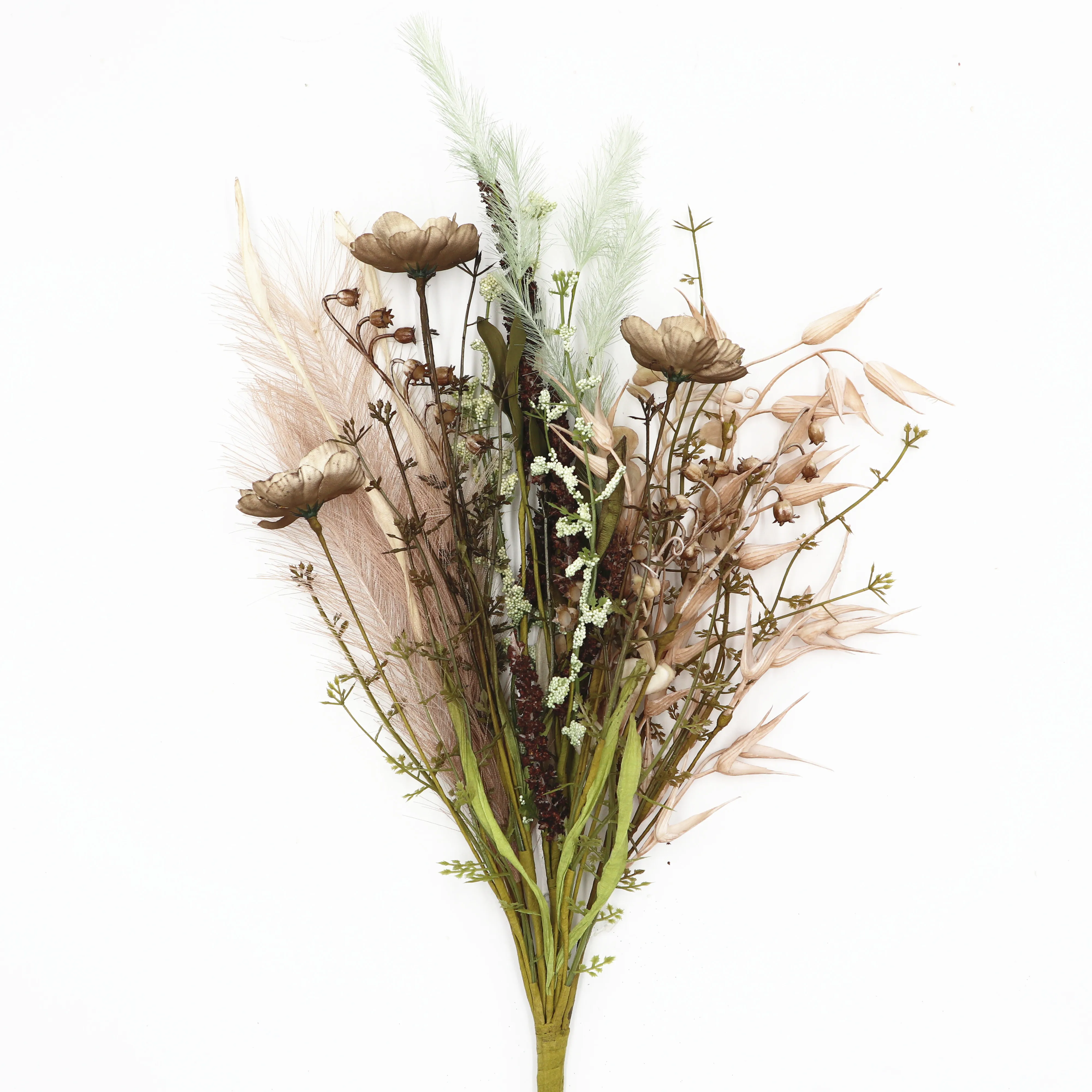 26 Inch Artificial Pampas Grass Wild Flowers Leaves Natural Dried Plants Mix for Home Arrangement Flower Bouquet Party Wedding D