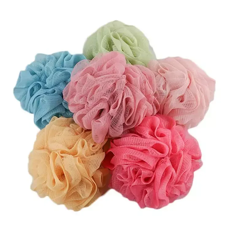 High Quality White Eco-friendly All Natural Custom Large Silicone Back Mesh Shower Bath Ball Sponge Loofah