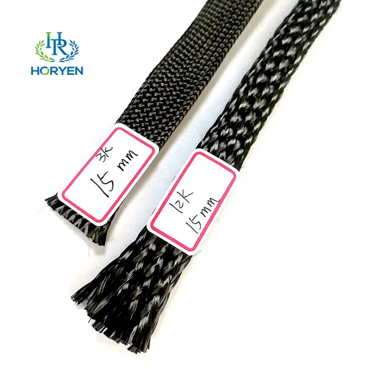 Heat resistant carbon fiber sleeve custom carbon fibre braided sleeve