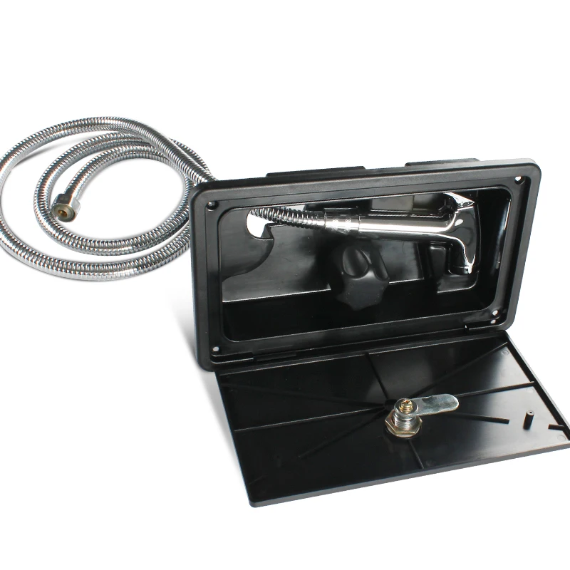 TYTXRV RV Motorhome Accessories Black RV Exterior Shower Box Outdoor Exterior Adjustable Hot And Cold Water Shower Set