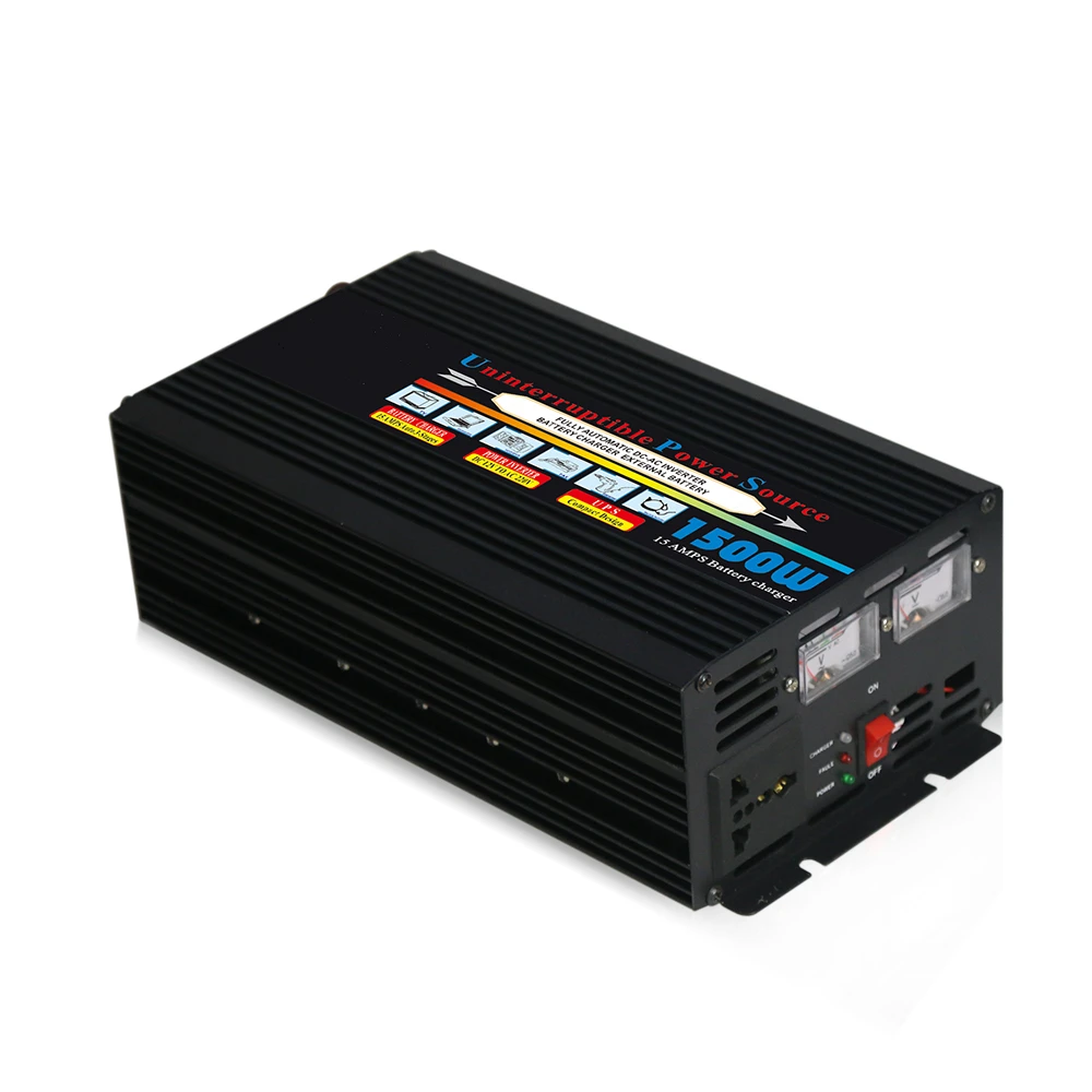 High Quality 1500W Peak Power 3000W 12V 24V to 110V 220V DC/AC Modified Sine Wave Power Inverter with UPS Function and Charger