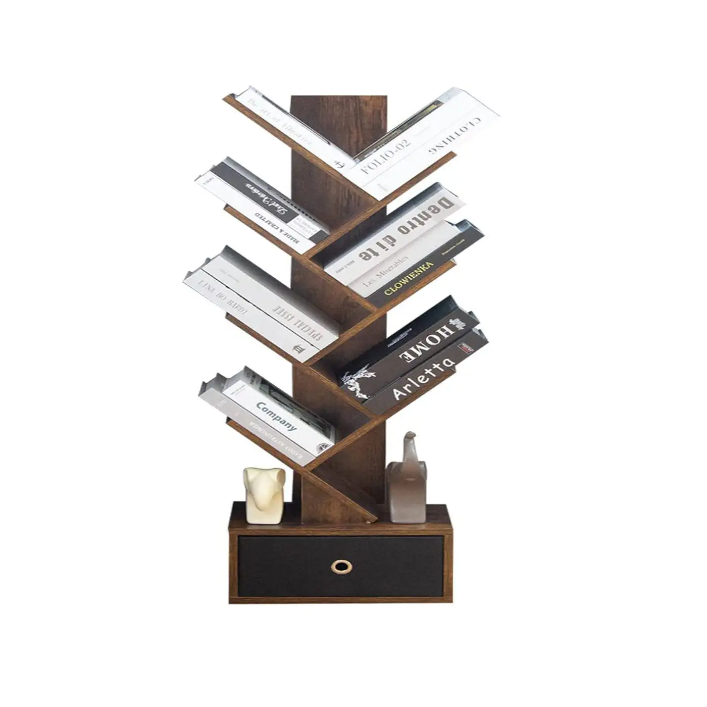 Modern Simple Storage Movable Wood Design Book Shelf Shawn Soh Tree Bookshelf