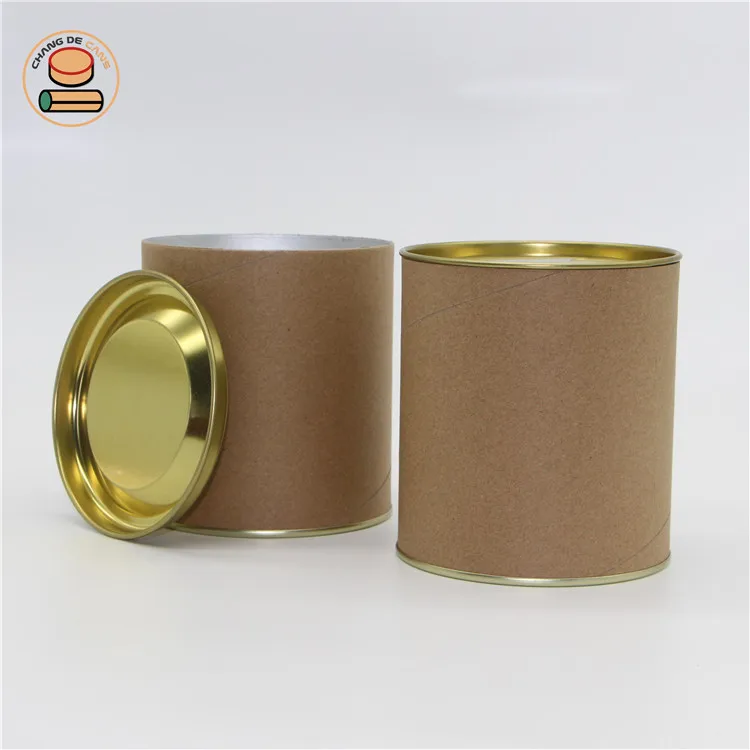 Custom design eco-friendly cardboard gift boxes kraft paper tin can round composite paper cylinder packaging can for coffee