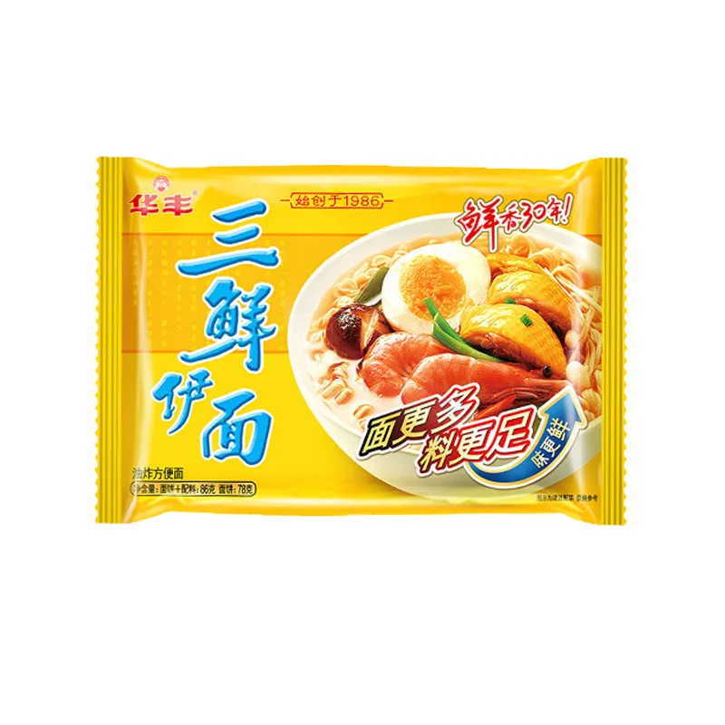Huafeng three fresh noodles 86g*24 full box bagged instant noodles Feng San Fresh Noodles