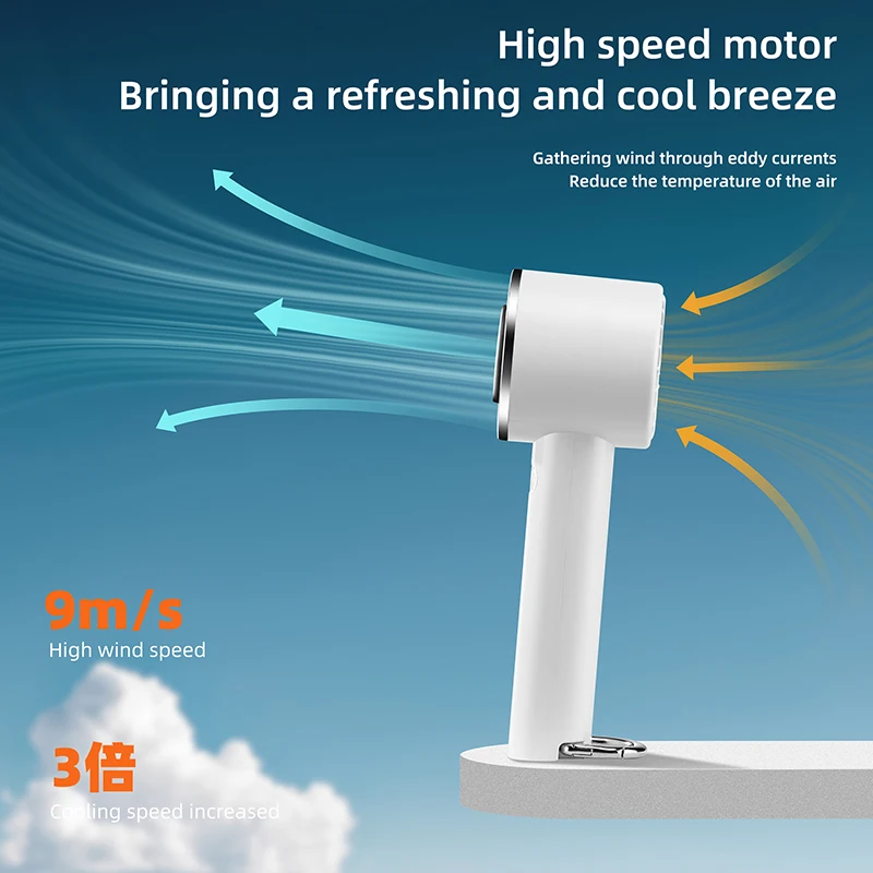 2024 New Arrival Ice Cooling Refrigerating Pad Mini Hanging Fan With Backpack Hook Small Desk Fan Outdoor Handheld Fan