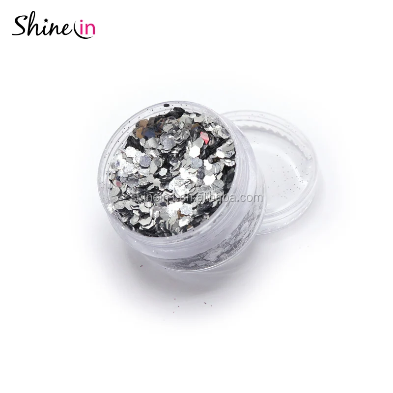 Hot Sale Silver Cosmetic Biodegradable Glitter Eco-friendly Biodegradable Chunky Glitters for Makeup