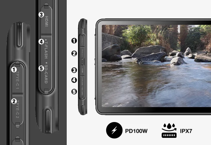 Kwumsy N1 Pro Three-Proof & Multi-Function Screen Extender Dual Portable Monitor Extender 12inch Portable Monitor For Laptop