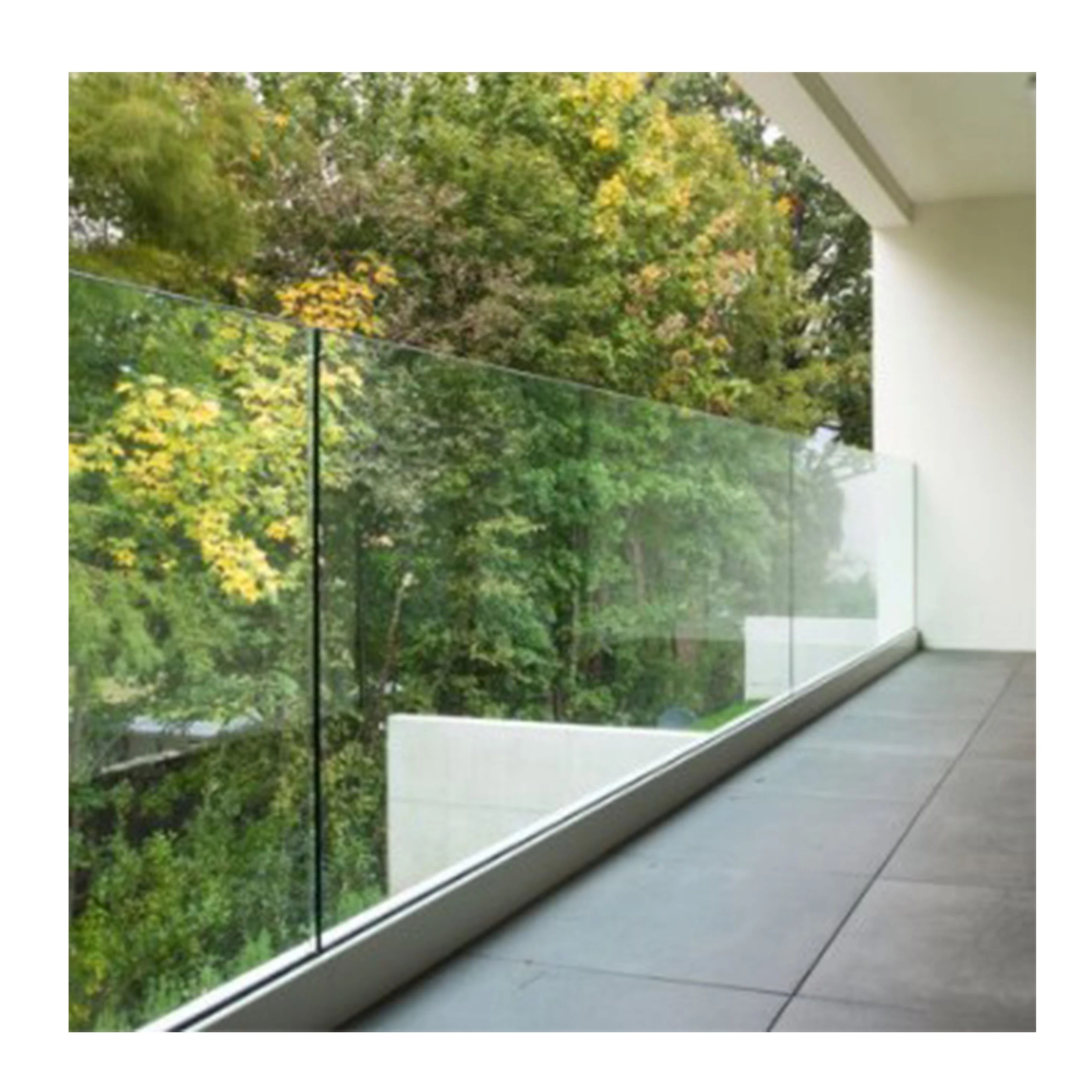 Wholesale Cheap Customized New Style outdoor Frameless Balustrade Balcony Railing Staircase Aluminum fence U Channel Glass Rail