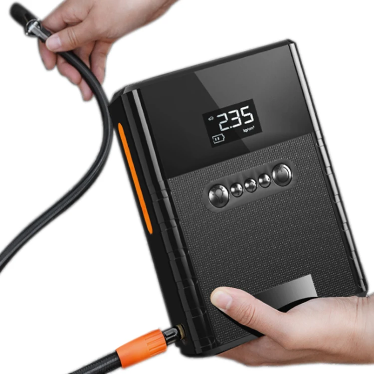 Portable 12V Car 10000 mAh Power Bank Car Jump Starter With Tire Inflator Jump Starter Air Compressor pressure gauge led light