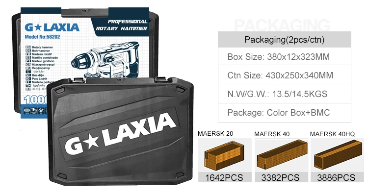 Galaxia Profesional Rotary Hammer 1000W Three Function SDS Plus Power Tools High Quality Direct Factory Sale