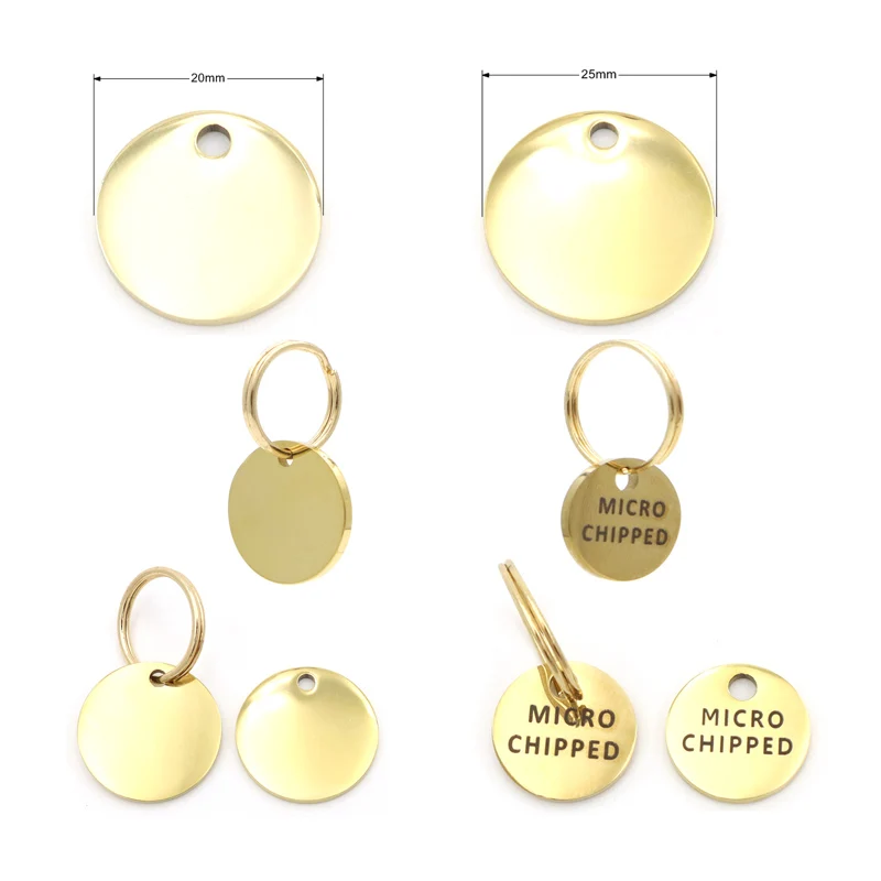 Wholesale Custom Engraved Stainless Steel Dog Tags Metal Pets Label Name Tag Collar Decoration Bag Parts Accessories
