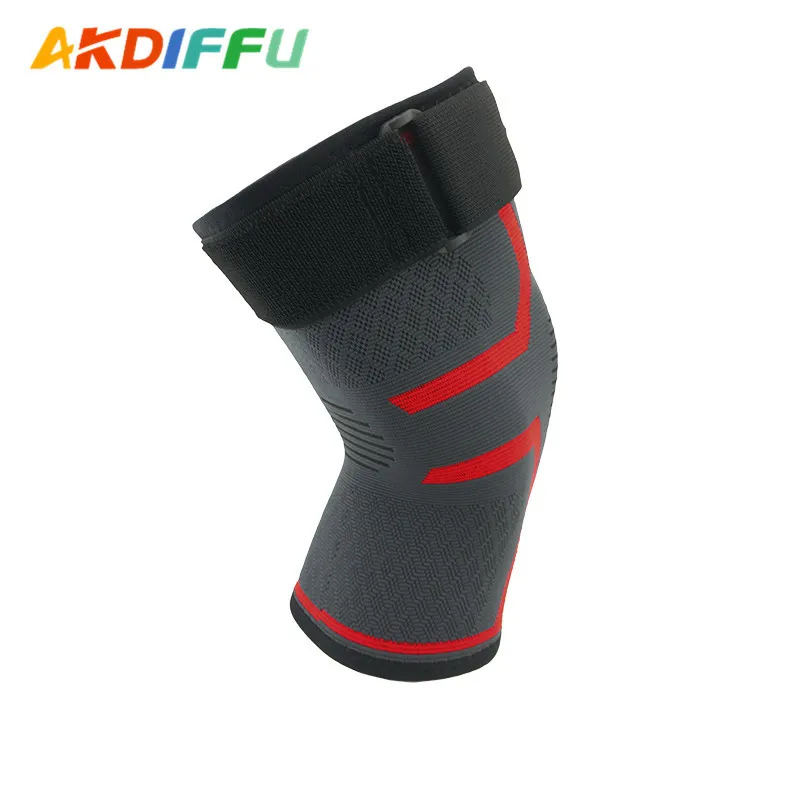 Wholesale Nylon Knitted Breathable Good Elastic Knee Compression Sleeves Knee Pads with Strap Support for Knee pain