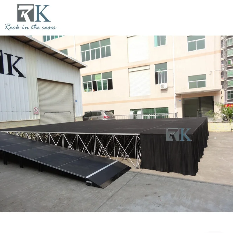 Aluminum folding stage system with ramps portable for events stage