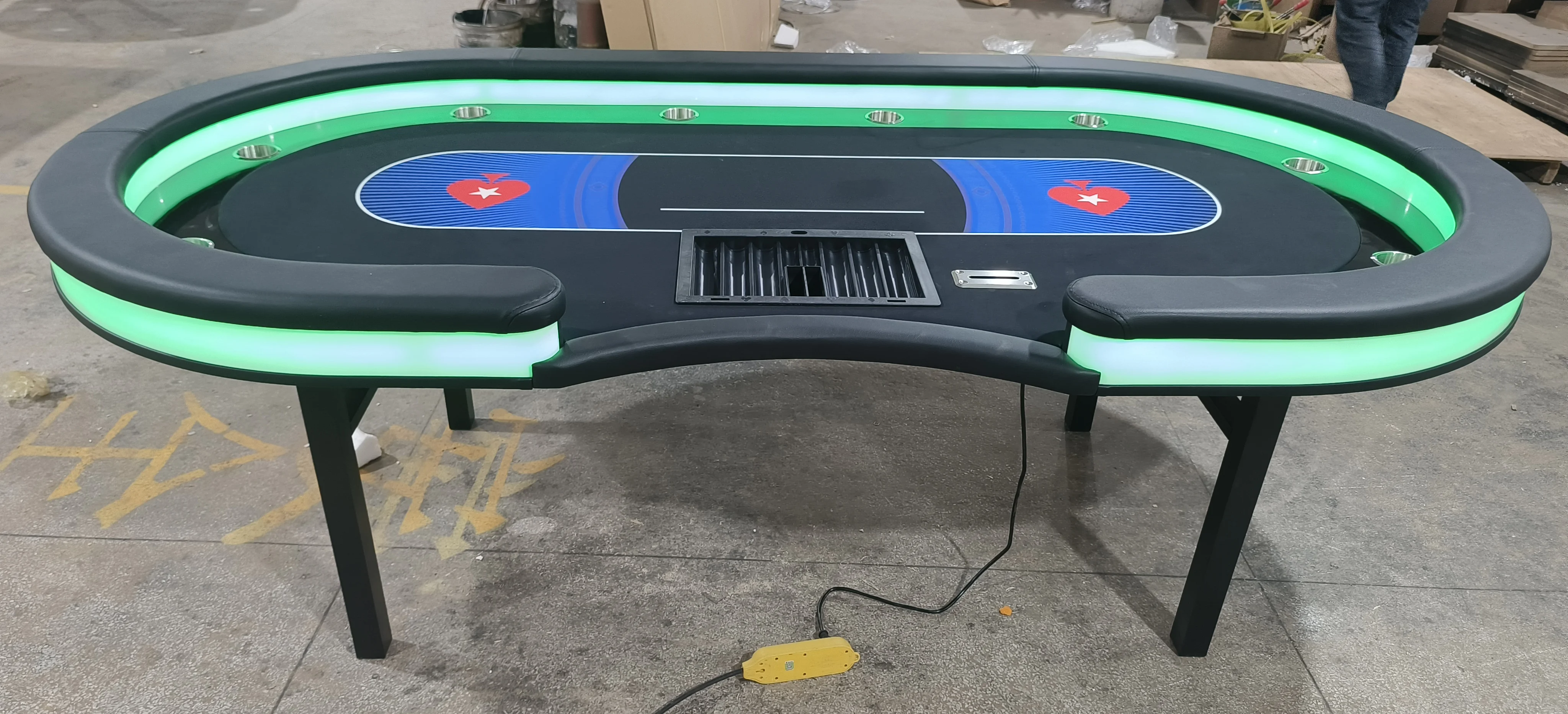 Foldable Metal Leg Poker Table 96 Inch 84 Inch Professional Casino Texas Blackjack Game Table Folding