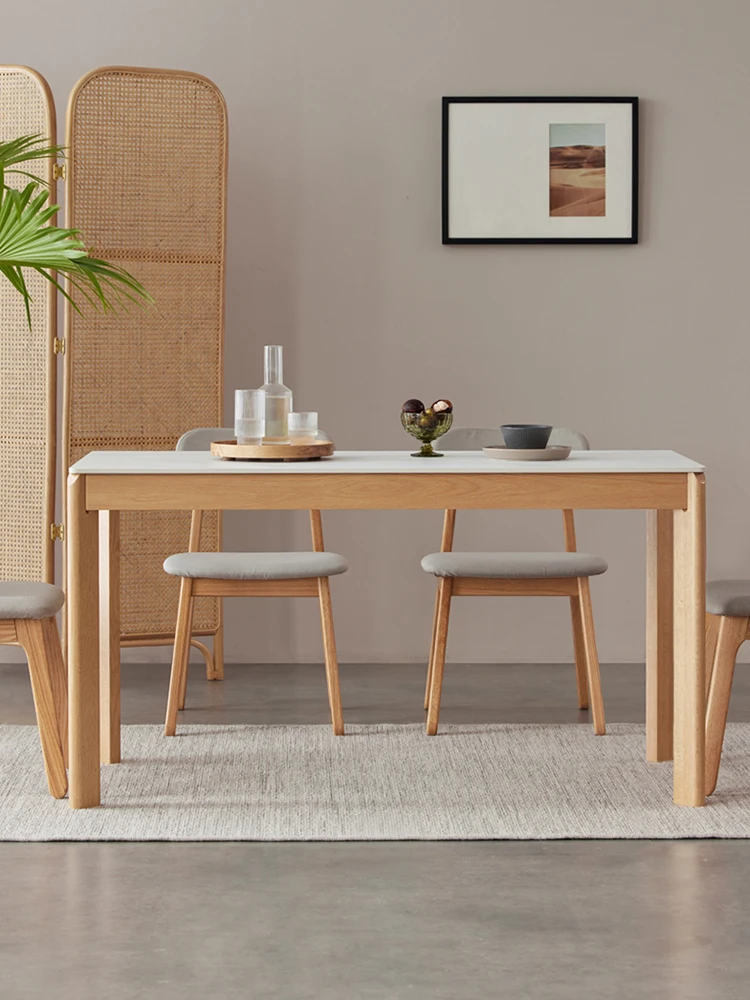 Cheap 4 Chairs Dining Room Table and Chair Set Modern Classic OAK Wood Dining Table Set