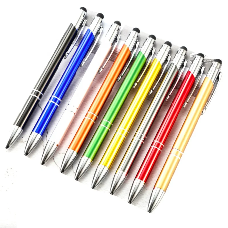 Metal Aluminum Ball Point Pen Promotional Custom Logo Touch Screen Stylus Pen Metal Ball Ballpoint Pen