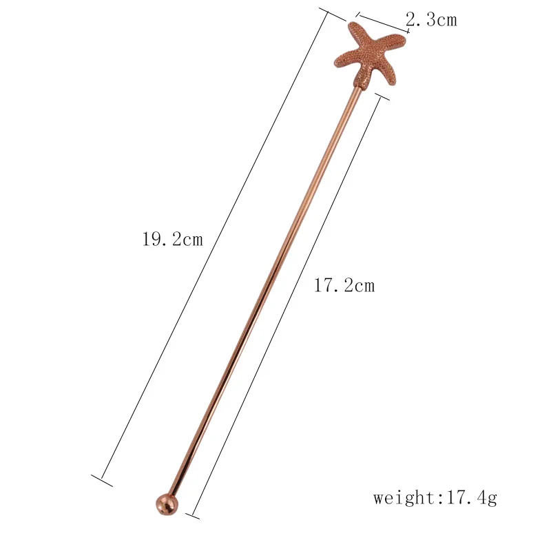 304 Stainless steel fruit pin, novelty fruit stick, multi-color starfish cocktail pick