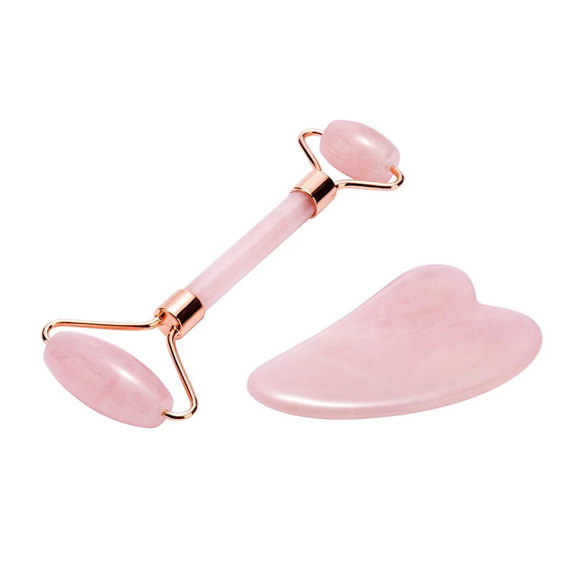 Best price  gemstone handheld rose quartz scraping massage rose roller  guasha board