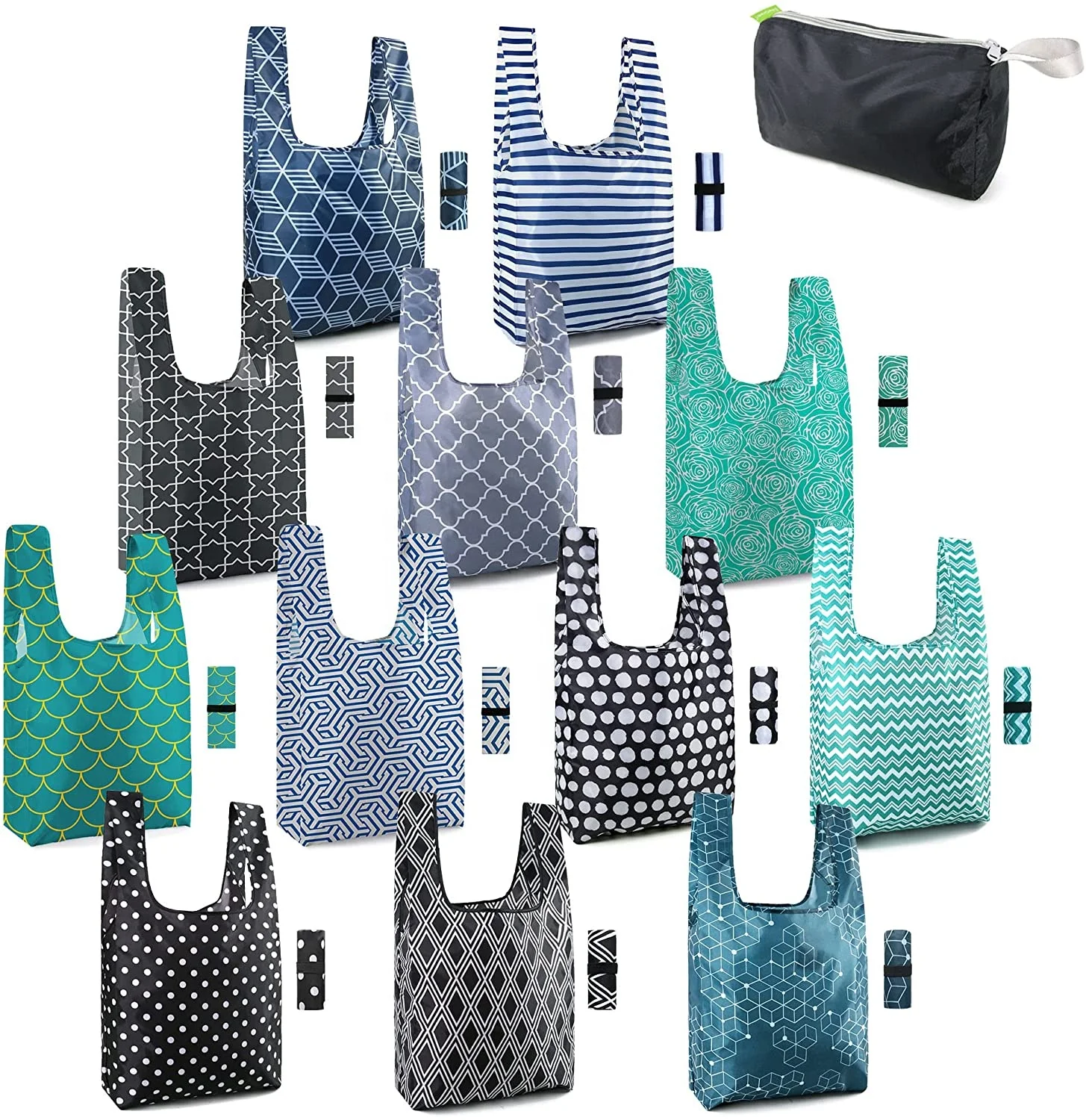 Сверхпрочная Складная многоразовая Экологичная Сумка-тоут из полиэстера, моющаяся многоразовая сумка для покупок