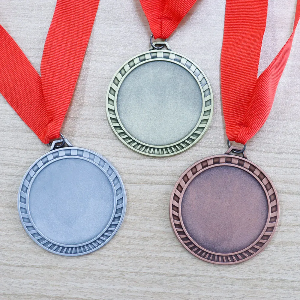 Wholesale Custom Sports Medals Award Metal Blank Medal  And Trophies With Ribbon  Soccer Swimming Basketball Running Game Medal