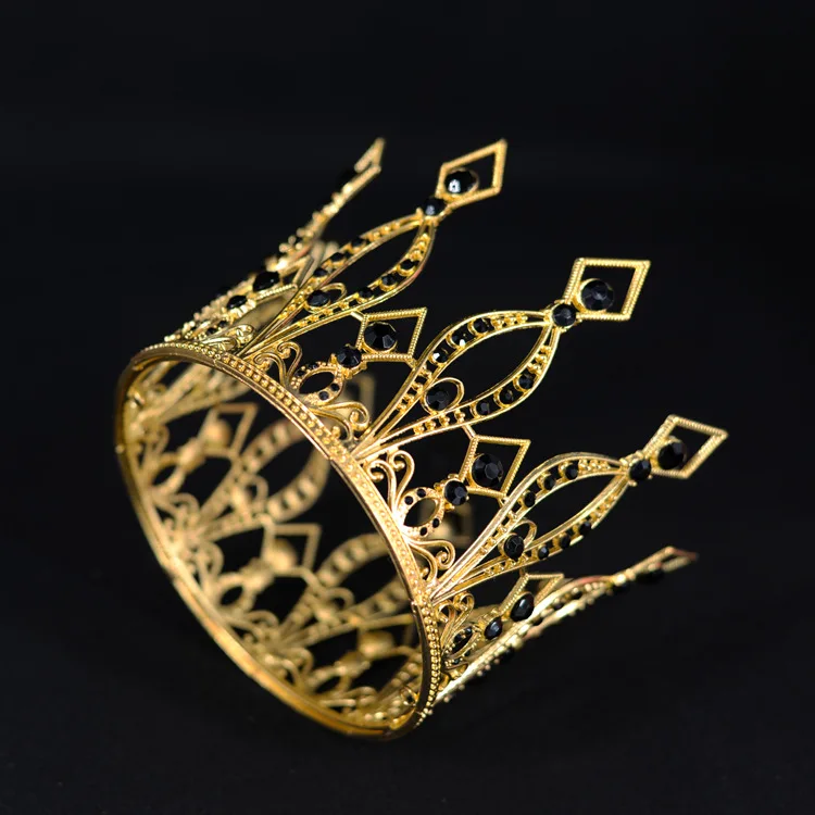 Wholesale Gold Beauty Round Pageant  Tiara  Flower Crown Full Circle Mini Cake Topper Crown For Birthday