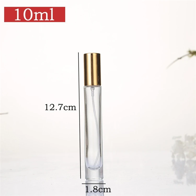 Empty perfume dispenser bottle 10 ml clear rounded Square perfume glass bottle roller in bulk