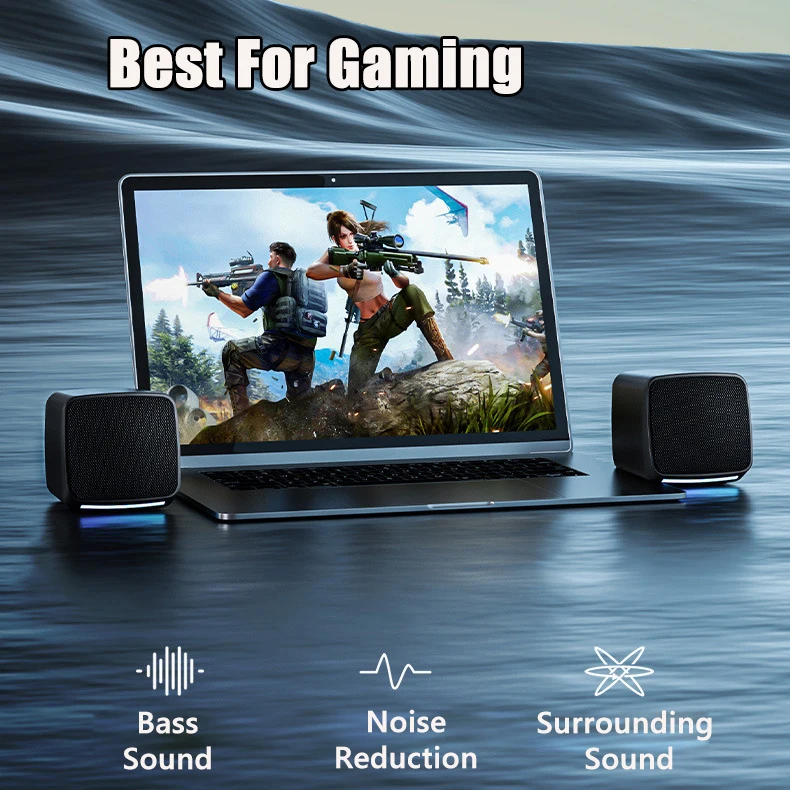 New Quality RGB color  light 2.1 USB wired subwoofer bass pc speakers for computer