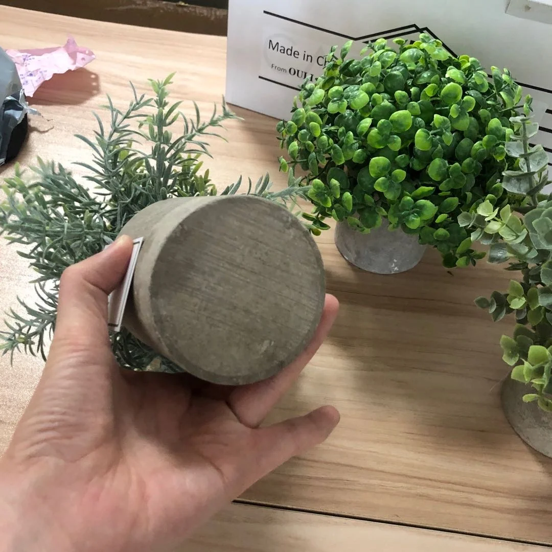 YAYUN A-3009 Mini Toned Plastic Potted Artificial Eucalyptus Faux Greenery In Paper Pulp Pots