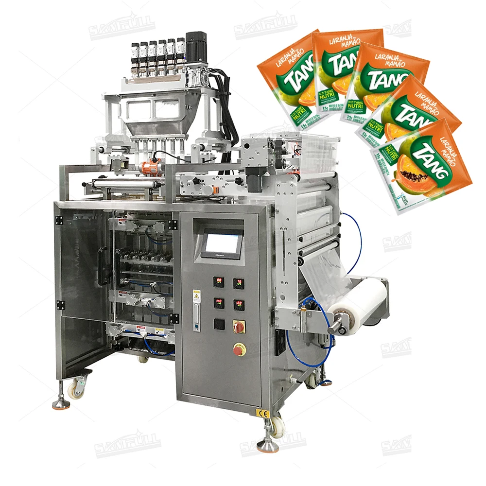 Automatic 4 side seal sachet packing machine for protein powder multi lane packing bagging machine for drink fruit powder