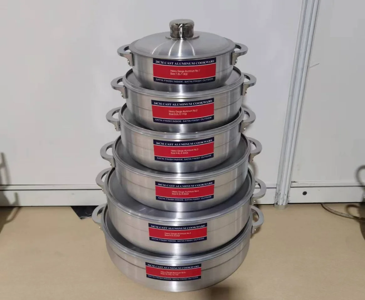 Six-Piece Aluminum Cookware Set Including Pots
