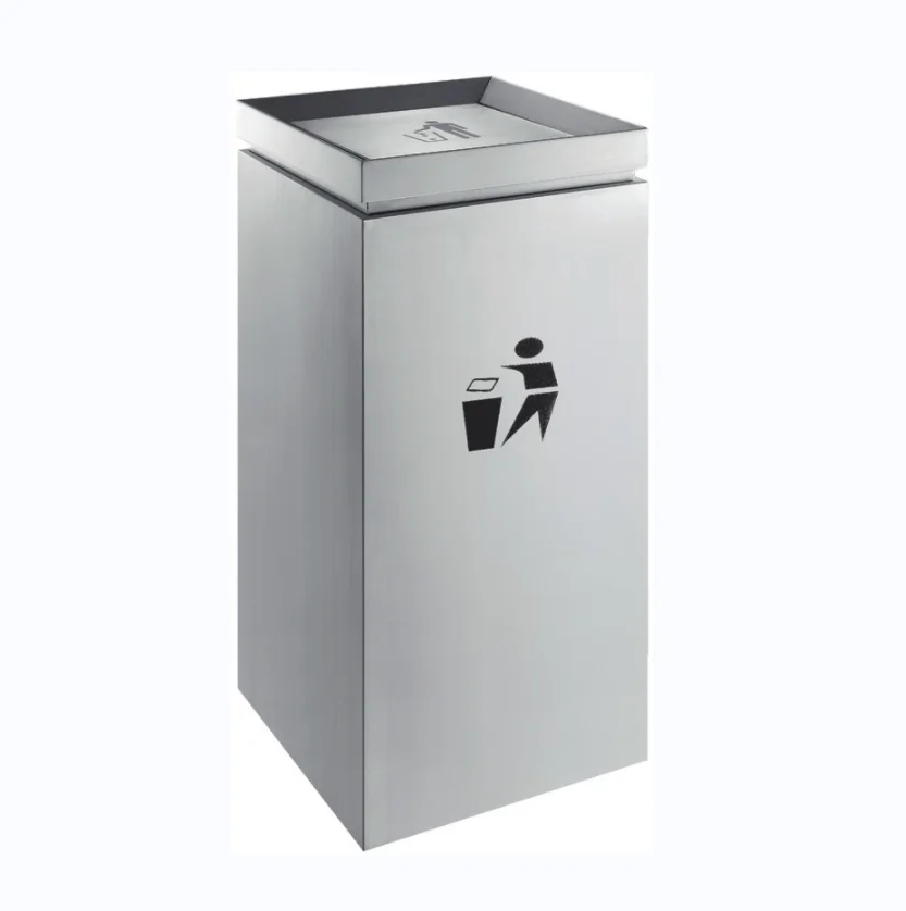 High Quality Stainless Steel Commercial Waste Bin Shopping Mall Swing Lid Dustbin