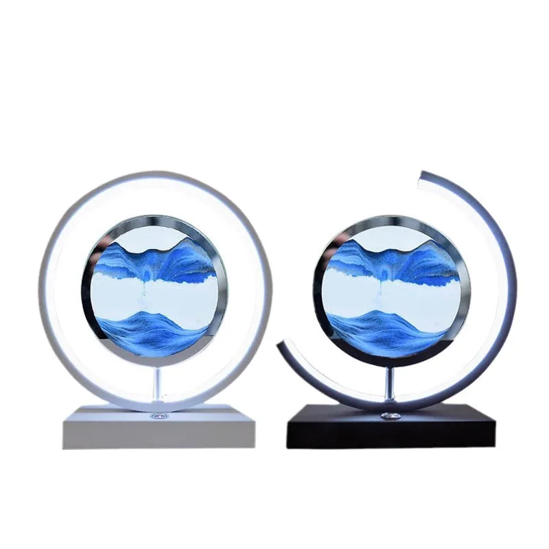 Dynamic Quick Sand Lamp Dimmable 3D Led Flowing Table Lamp Touch Control Rgb Quick Sand Lamp Dyn