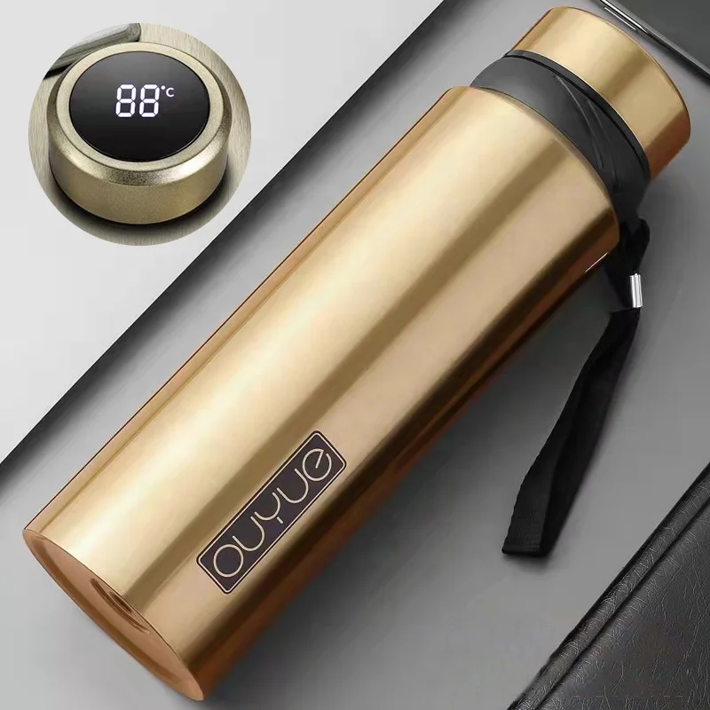 RTS Black Luxury Digital Temperature Display Smart Water Bottle Tea Infuser Stainless Steel Vacuum Flask Thermo With Custom Logo