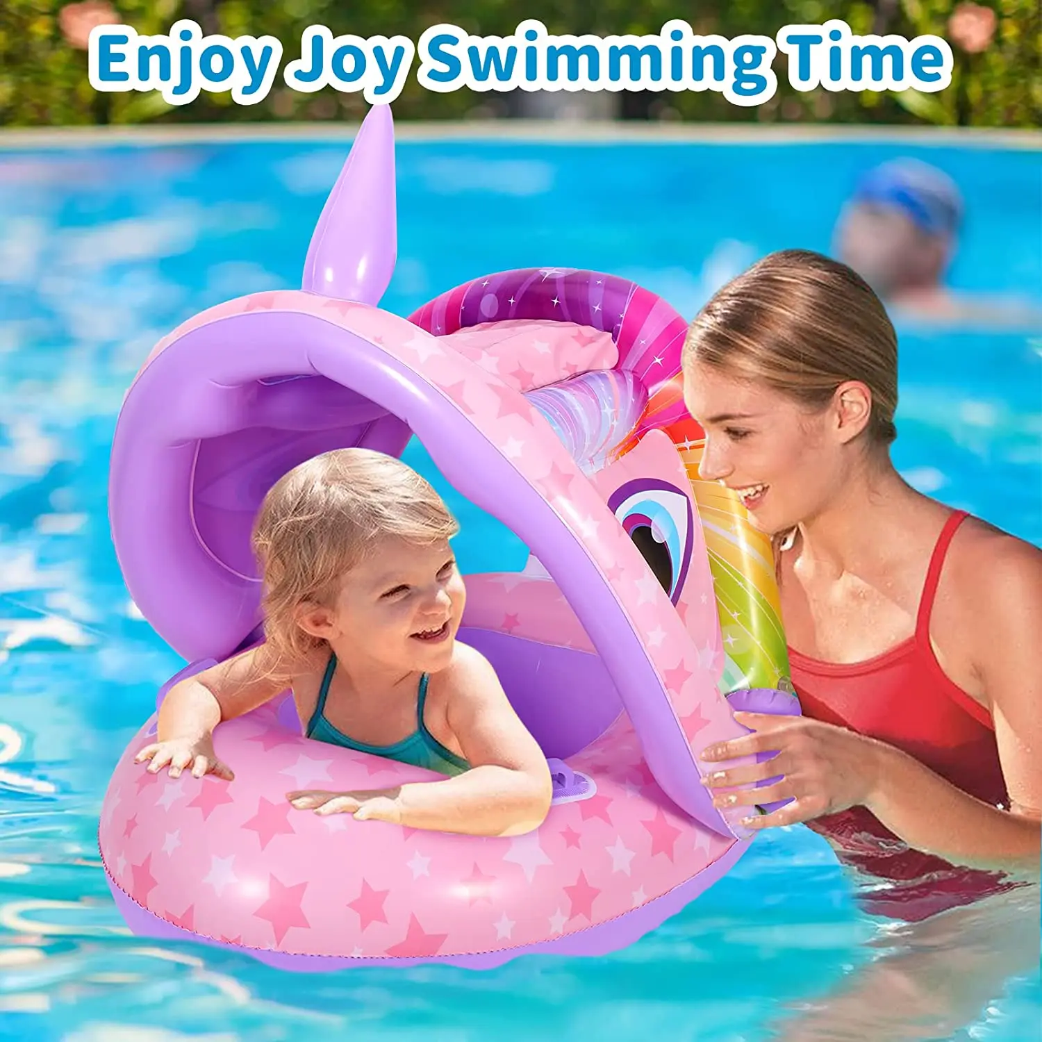 Baby Pool Float with Canopy, Unicon Inflatable Baby Swimming Float with Sunshade
