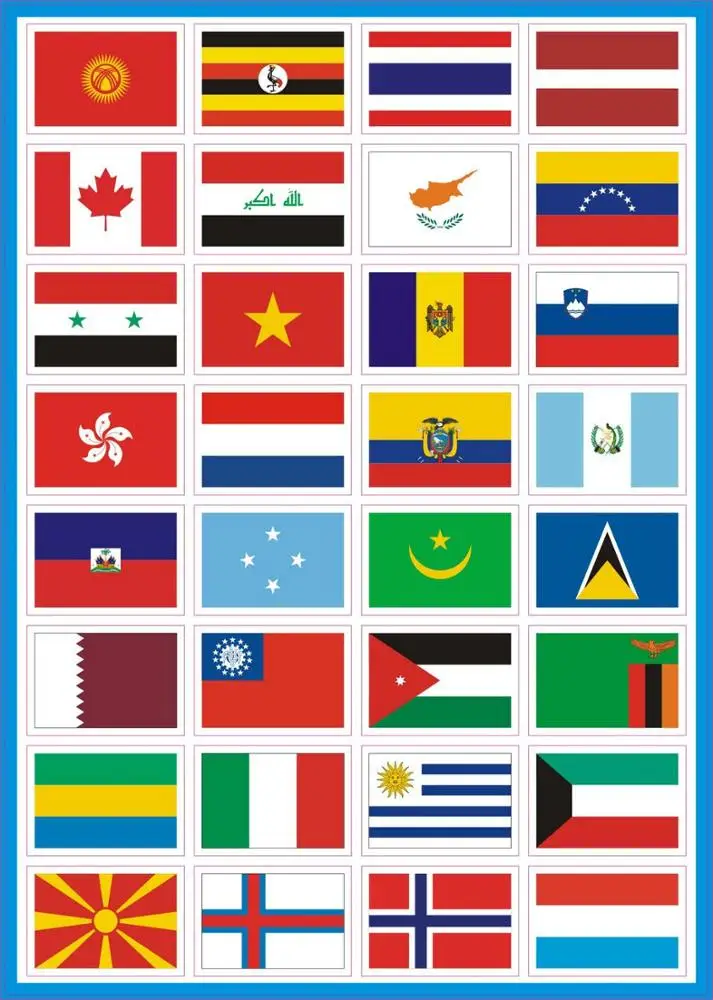 224PCS Multi Territorial  Nations label Child Football Team Countries Flags Stickers