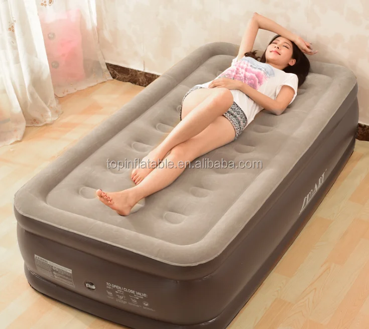 Queen size high raised Air bed with Built- in Pump, auto inflatable mattress with flocked soft surface
