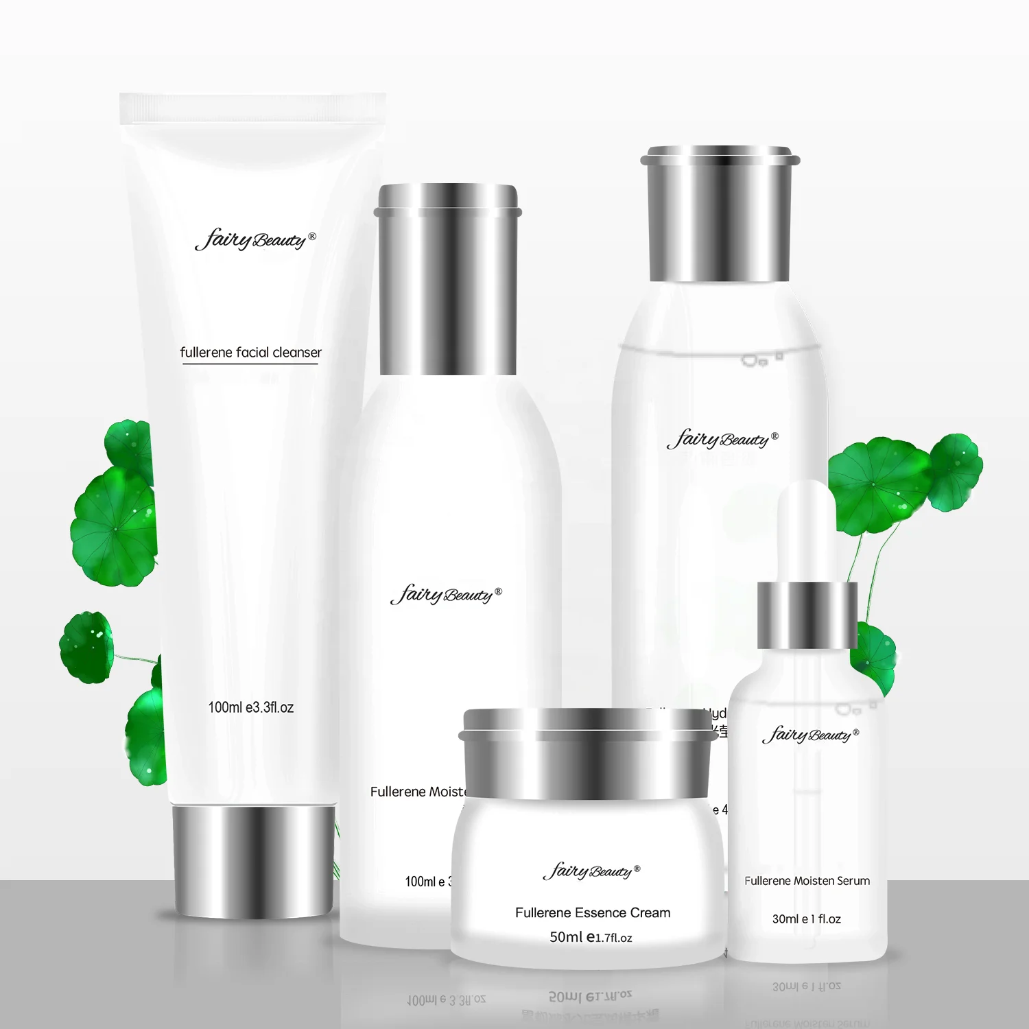 OEM complete cosmetics set anti oxidant fullerene face skin care set for anti aging