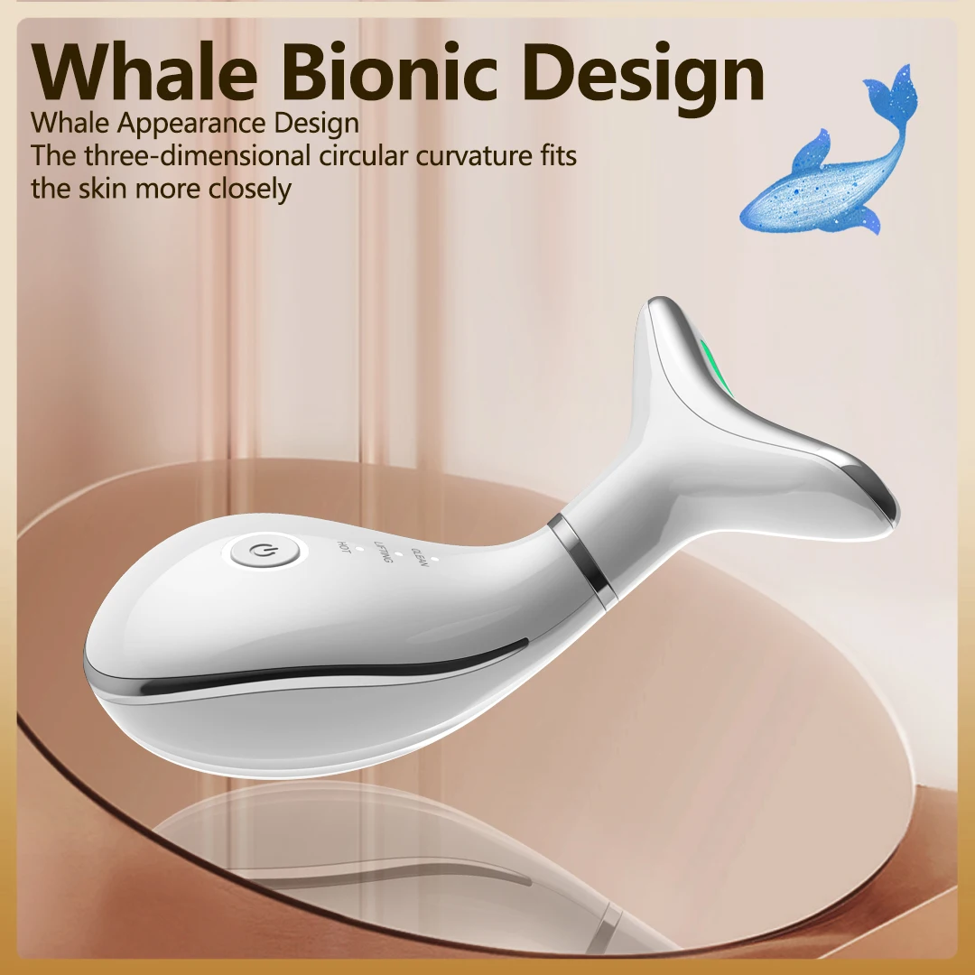 Beauty Home Use Face And Neck Massager Microcurrent Ems Led Photon Vibration Neck Beauty Device V Face Lifting Device