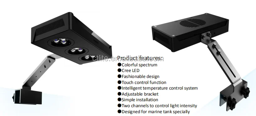 CTLite Touch Control and Dimmable 30W Self-test Smart Fan Marine LED Aquarium Light For Coral Reef Tank