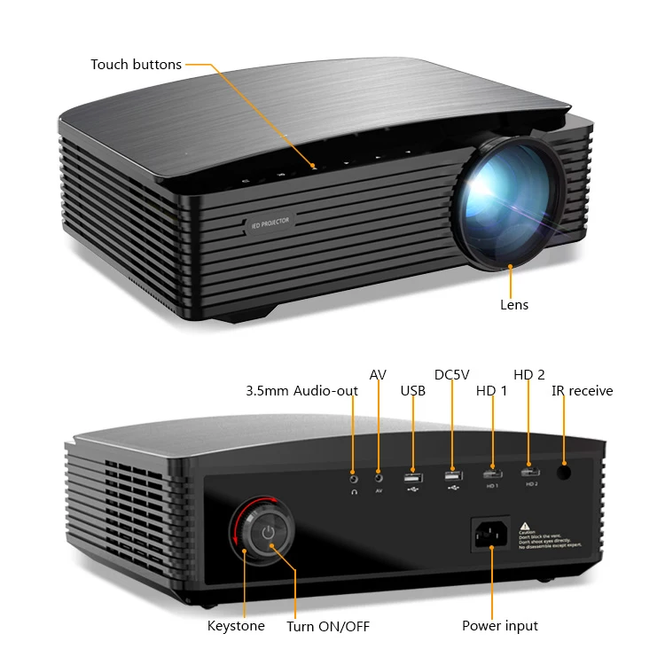 2023 Multimedia Home Theater Video Projector 8000 lumens, Compatible with Full HD 1080P HDMI, USB, AV, Smartphone, Pad, TV Box