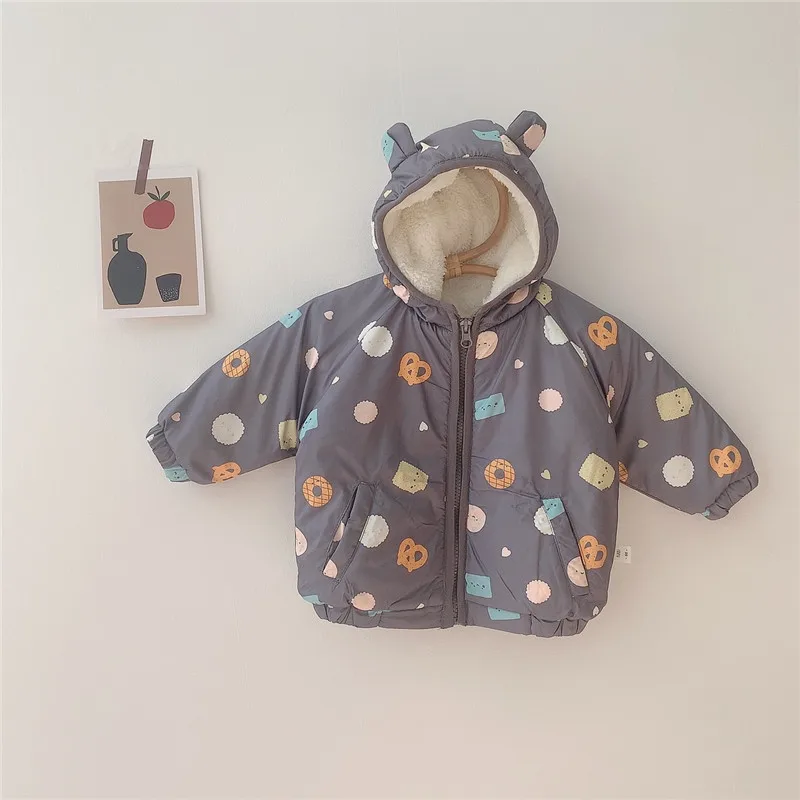 
Winter unisex baby cotton-padded clothes Korean baby plus velvet thick infants warmth jacket 