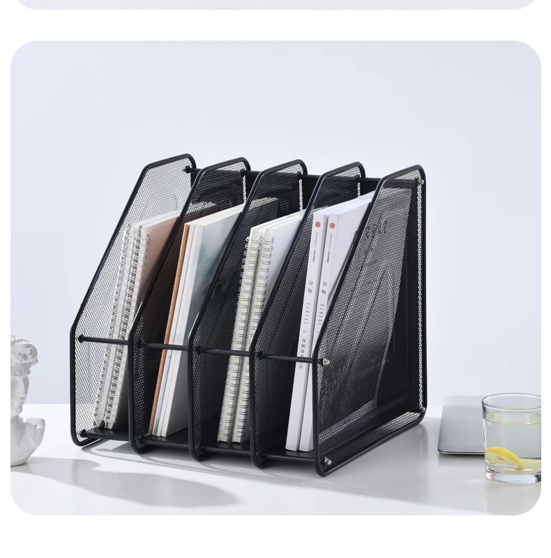 Magazine Rack File Racks/file Holder Metal Mesh Document Rack 3 Column Letter Magazine Newspaper Tray