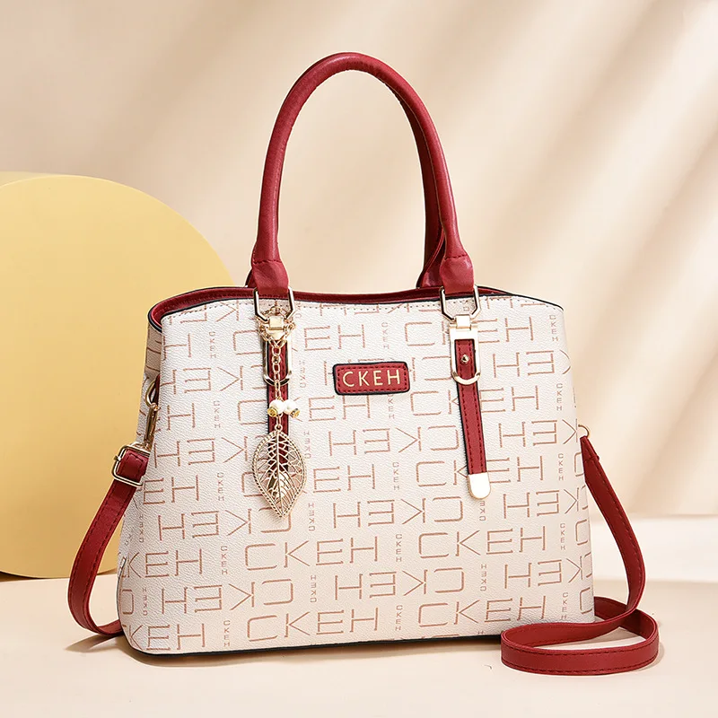 2024 Women luxury designer Pu leather Top-handle handbags Alphabetic printing large capacity vintage mom tote bag