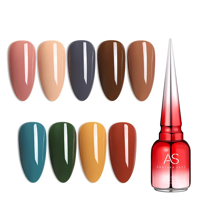 AS Wholesale  9colors soak off uv gel nail polish OEM professional Private label 15ml bottled summer nails gel polishes