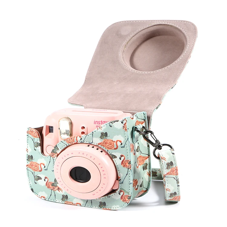 Fuji Instax Mini 8 мини 9 плечевой ремень защитный чехол сумка Зеленый фламинго