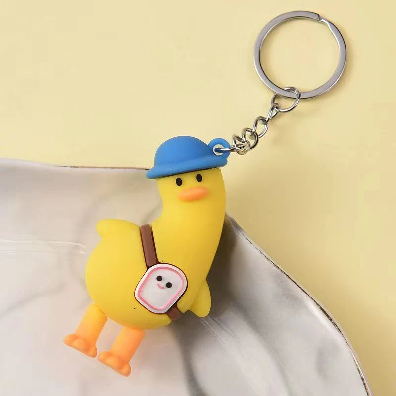 Wholesale Duck Keychain 3D Crooked Duck Bag Pendant Rubber keychain Jewelry for Gift