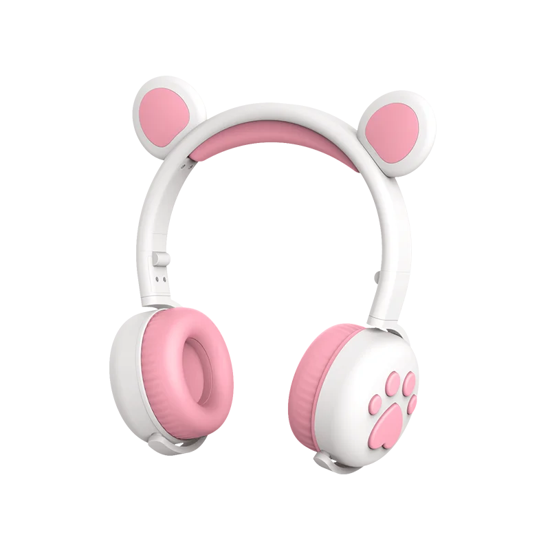 Headsets Women Kids Children Cute Ear Headphones Headset LED Glowing Foldable Ear BT5.0 Earphone Wireless Headphones